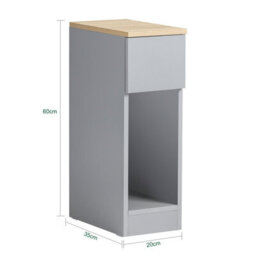 Sobuy Fbt111-Hg, Slim Bedside Table Bedside Cabinet Narrow Side Table Nightstand With Drawer And Shelf For Bedroom, Grey - thumbnail 3