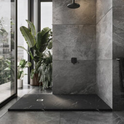 Plum&clay Pia Rectangle Black Marble Effect Shower Tray (L)1200mm (W)800mm (H)25mm - thumbnail 4