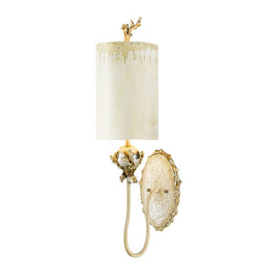 Elegant Wall Light Sconce In Putty Patina & Silver Leaf With E27 Led Bulb