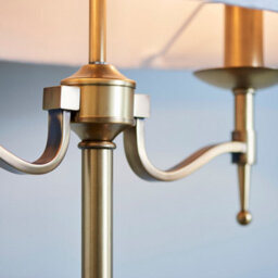 Luminosa Lighting Luminosa Stanford 2 Light Table Lamp Antique Brass With Beige Shade, E14 - thumbnail 5