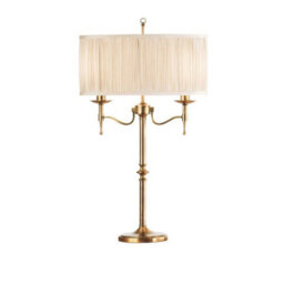 Luminosa Lighting Luminosa Stanford 2 Light Table Lamp Antique Brass With Beige Shade, E14
