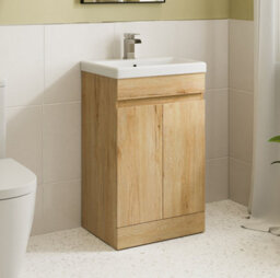 Affine 500mm Bathroom Vanity Unit Ceramic Basin Furniture Floorstanding Soft Close Oak - thumbnail 1