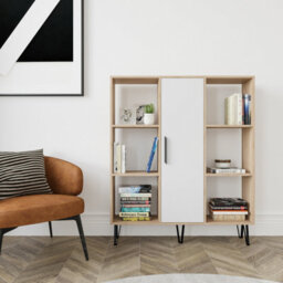 Decorotika Peoria 6 Shelves And A  Cabinet Bookcase Oak & White - thumbnail 2
