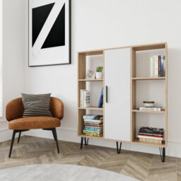 Decorotika Peoria 6 Shelves And A  Cabinet Bookcase Oak & White - thumbnail 1