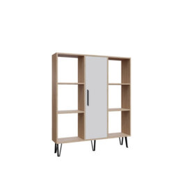 Decorotika Peoria 6 Shelves And A  Cabinet Bookcase Oak & White - thumbnail 3