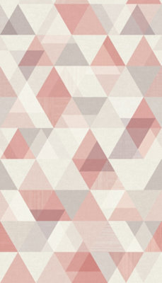 Grandeco Cruz Geometric Shapes 3 Lane Repeatable Nursery Textured Mural, 2.8 X 1.59M, Pink - image 1