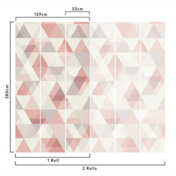 Grandeco Cruz Geometric Shapes 3 Lane Repeatable Nursery Textured Mural, 2.8 X 1.59M, Pink - thumbnail 2