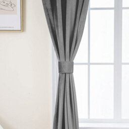 Oxford Homeware Eyelet Velvet Curtains Grey Fully Lined Blackout Thermal Insulated Eyelet Curtains Pair (W)168Cm X (L)183Cm - thumbnail 7