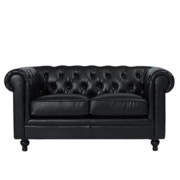 Furniture in Fashion Hertford Chesterfield Faux Leather 2 Seater Sofa In Black - thumbnail 2