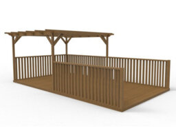 Arbor Garden Solutions Rectangular Pergola And Decking Kit With Balustrade V.11, 3M X 3.6M, Rustic Brown Finish - thumbnail 1