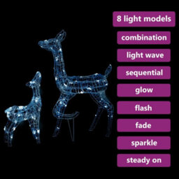 Berkfield Acrylic Reindeer Family Christmas Decoration 160 Led Cold White - thumbnail 4