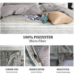Neel Blue Double Printed Duvet Cover & 2 Matching Pillow Cases - Grey - thumbnail 6