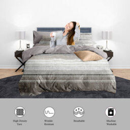 Neel Blue Double Printed Duvet Cover & 2 Matching Pillow Cases - Grey - thumbnail 7