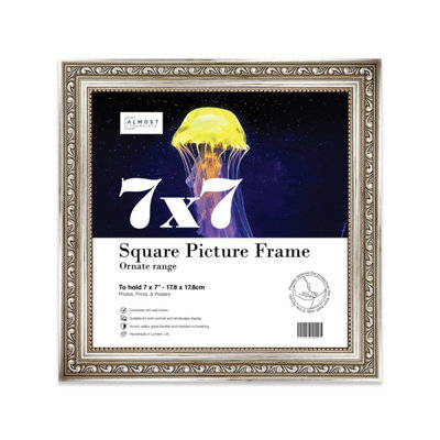 7X7 Silver Ornate Picture Frame (17.8 X 17.8Cm) Poster, Photo, Artwork, Gallery Wall Or Print - image 1