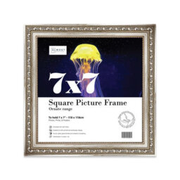 7X7 Silver Ornate Picture Frame (17.8 X 17.8Cm) Poster, Photo, Artwork, Gallery Wall Or Print - thumbnail 1