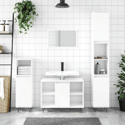 Berkfield Bathroom Cabinet High Gloss White 80X33X60 Cm Engineered Wood - image 1