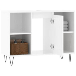 Berkfield Bathroom Cabinet High Gloss White 80X33X60 Cm Engineered Wood - thumbnail 4