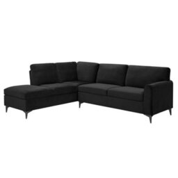 Home Detail Alyssum Left-Hand Facing Corner Sofa, Black Velvet - thumbnail 3
