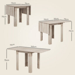 Homcom Folding Dining Table For 2-4, Drop Leaf Table For Small Space, Oak - thumbnail 3