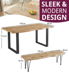 Hallowood Furniture Cullompton Large Dining Table (160Cm) With 2 Dining Benches (150Cm) - thumbnail 3
