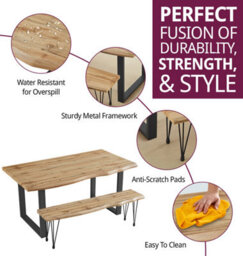 Hallowood Furniture Cullompton Large Dining Table (160Cm) With 2 Dining Benches (150Cm) - thumbnail 2