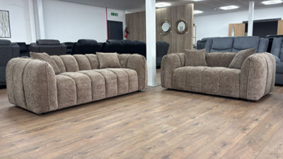 Stratus Interiors Venice Chunky Panel Sofa Plush, Stylish & Durable Living Room Sofa - Mocha - 2 Plus 3 Seater Set - image 1
