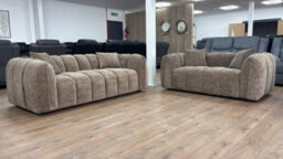 Stratus Interiors Venice Chunky Panel Sofa Plush, Stylish & Durable Living Room Sofa - Mocha - 2 Plus 3 Seater Set - thumbnail 1