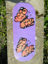 Wind Spinner Wooden Spiral Mobile Garden Ornament - Purple Butterflies 40Cm - thumbnail 2