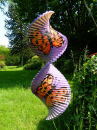 Wind Spinner Wooden Spiral Mobile Garden Ornament - Purple Butterflies 40Cm - thumbnail 1