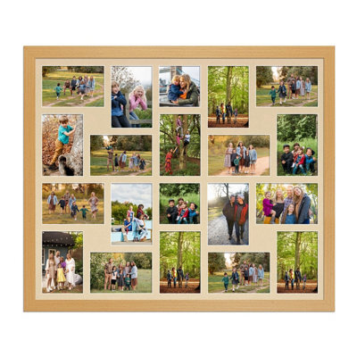 AK Frames 80X70Cm Country Pine Modern Multi Photo Frame With Ivory Mount - Holds 20 Apertures (18X) 6X4, (2X) 4X4 Photos - image 1