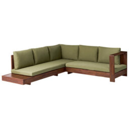 Beliani Garden Corner Sofa 5 Seater Marettimo Certified Acacia Wood Green Left Hand - thumbnail 4