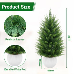 London Boutique Set Of 2 90Cm Artificial Pine Trees, Faux Evergreen Plants With 3D Needles, White Pots, Home Office Decor - thumbnail 2