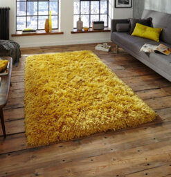 Polar Pl 95 Yellow Plain Thick Shaggy Handmade Durable Super Soft Acrylic Rug For Bedroom Living & Dining Room-150Cm X 220Cm - thumbnail 1