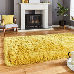 Polar Pl 95 Yellow Plain Thick Shaggy Handmade Durable Super Soft Acrylic Rug For Bedroom Living & Dining Room-150Cm X 220Cm - thumbnail 2