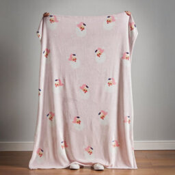 Catherine Lansfield Vintage Christmas Santa Cosy Fleece 130X170Cm Blanket Throw Pink - thumbnail 2