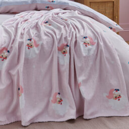 Catherine Lansfield Vintage Christmas Santa Cosy Fleece 130X170Cm Blanket Throw Pink - thumbnail 1