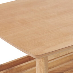 Beliani Classic Design Coffee Table, Light Brown Painted Mdf Top With Rubberwood Legs And Shelf, 100 X 55 Cm - thumbnail 5