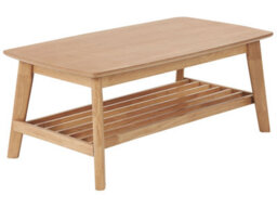 Beliani Classic Design Coffee Table, Light Brown Painted Mdf Top With Rubberwood Legs And Shelf, 100 X 55 Cm - thumbnail 3