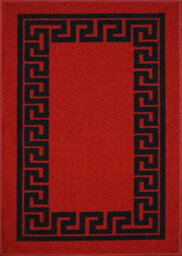 Machine Washable Greek Key Design Anti Slip Doormats Red Black 57X90 Cm - thumbnail 4