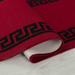 Machine Washable Greek Key Design Anti Slip Doormats Red Black 57X90 Cm - thumbnail 2