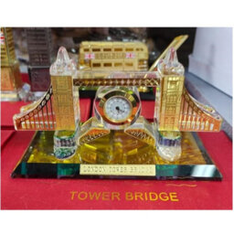 London Tower Bridge Ornament Table Clock Glass Gold