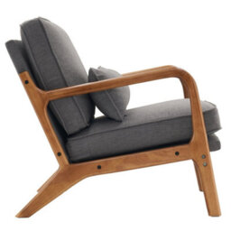 Grey Accent Chairs With Solid Wood Frame, Armchair With Lumbar Pillow - thumbnail 5