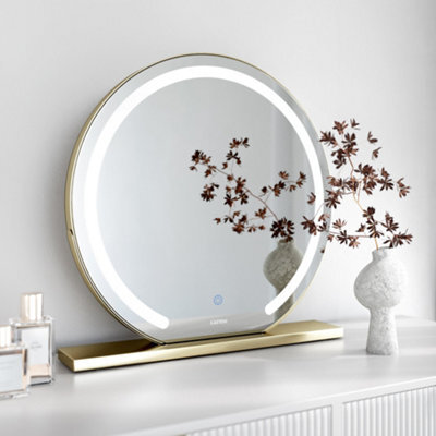 CARME Home Elsie Large Gold Touch Sensor Led Makeup Mirror With Lights - image 1