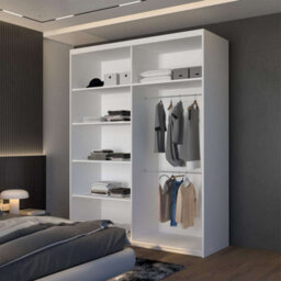 Sliding Wardrobes 4 u LTD Modern Sliding Wardrobe With Led Light, Mirror & Oak Trim - 150Cm/203Cm - thumbnail 2