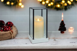 Netagon Xmas Haus Hurricane Glass Artificial Candle Holder With Large Led Candle Battery Operated - thumbnail 3