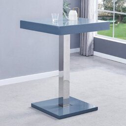 Furniture in Fashion Topaz Glass Grey Gloss Bar Table With 4 Ritz Grey White Stools - thumbnail 2