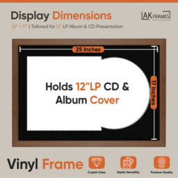 "AK Frames 25X17"" Walnut Modern Vinyl Record Frame With Black Mount For 12 Inch Lp Cover & Disc - Overlapped Design" - thumbnail 2