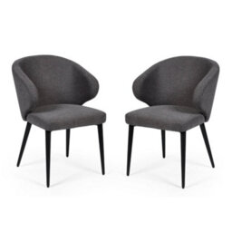 Oakham Fairmont Premium Mid Grey Fabric Dining Chairs - Set Of 2 - thumbnail 1
