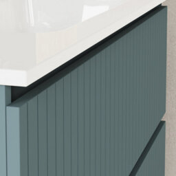 Banyetti Linea Ocean Blue Ribbed Double Drawer Wall Hung Vanity Unit 1000mm X 390mm - thumbnail 2