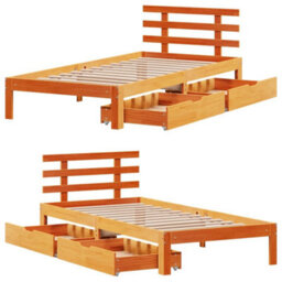 Berkfield Bed Frame With Drawers Without Mattress Wax Brown 100X200 Cm - thumbnail 9